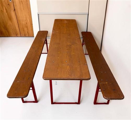 Table - Vintage German Oktoberfest Beer Garden Table&Bench, Honey Brown Outdoor Set, H18 by The Old Grainery (beer garden...