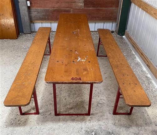 Table - Vintage German Oktoberfest Beer Garden Table&Bench, Honey Brown Outdoor Set, H19 by The Old Grainery (beer garden...