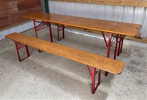 Table - Vintage German Oktoberfest Beer Garden Table&Bench, Honey Brown Outdoor Set, H19 by The Old Grainery (beer garden...