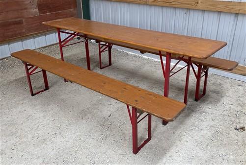 Table - Vintage German Oktoberfest Beer Garden Table&Bench, Honey Brown Outdoor Set, H21 by The Old Grainery (beer garden...