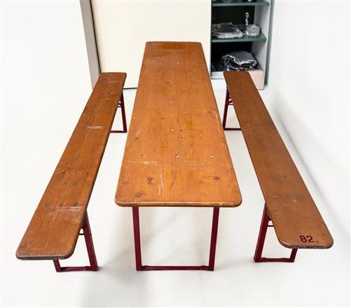 Table - Vintage German Oktoberfest Beer Garden Table&Bench, Honey Brown Outdoor Set, H22 by The Old Grainery (beer garden...