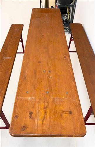 Table - Vintage German Oktoberfest Beer Garden Table&Bench, Honey Brown Outdoor Set, H22 by The Old Grainery (beer garden...