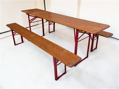 Table - Vintage German Oktoberfest Beer Garden Table&Bench, Honey Brown Outdoor Set, H22 by The Old Grainery (beer garden...
