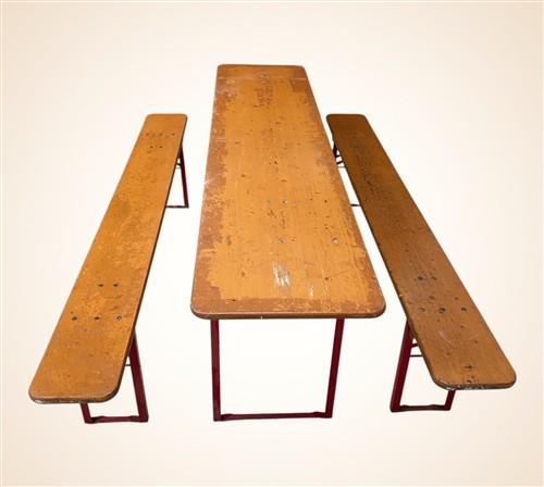 Table - Vintage German Oktoberfest Beer Garden Table&Bench, Honey Brown Outdoor Set, H23 by The Old Grainery (beer garden...
