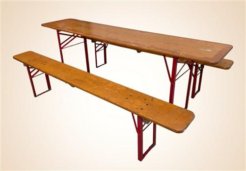 Table - Vintage German Oktoberfest Beer Garden Table&Bench, Honey Brown Outdoor Set, H23 by The Old Grainery (beer garden...