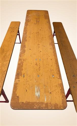 Table - Vintage German Oktoberfest Beer Garden Table&Bench, Honey Brown Outdoor Set, H23 by The Old Grainery (beer garden...