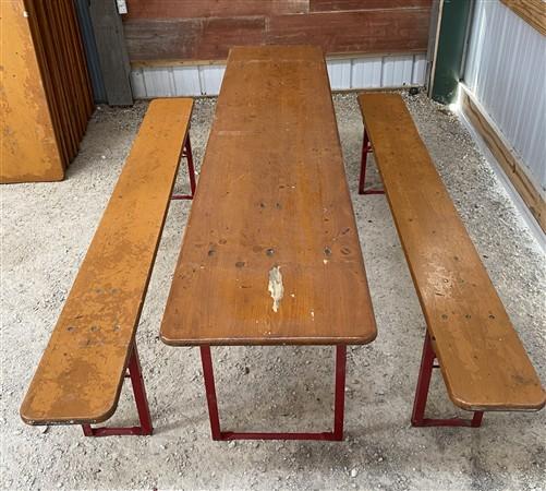 Table - Vintage German Oktoberfest Beer Garden Table&Bench, Honey Brown Outdoor Set, H24 by The Old Grainery (beer garden...