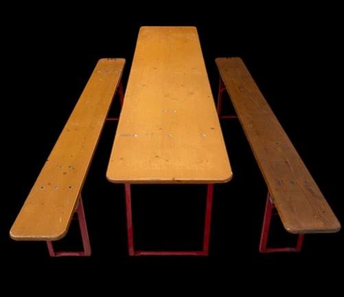 Table - Vintage German Oktoberfest Beer Garden Table&Bench, Honey Brown Outdoor Set, H25 by The Old Grainery (beer garden...