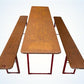 Vintage German Oktoberfest Beer Garden Table&Bench, Honey Brown Outdoor Set, H26