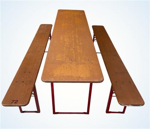 Vintage German Oktoberfest Beer Garden Table&Bench, Honey Brown Outdoor Set, H26