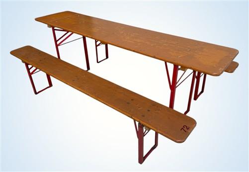 Vintage German Oktoberfest Beer Garden Table&Bench, Honey Brown Outdoor Set, H26