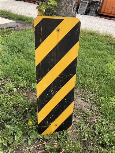 Yellow Black Striped Caution Road Sign, 36x12 Vintage Metal Street Wall Sign A