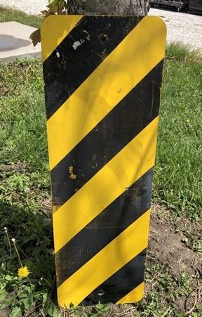 Yellow Black Striped Caution Road Sign, 36x12 Vintage Metal Street Wall Sign B