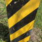 Signs - Yellow Black Striped Caution Road Sign, 36x12 Vintage Metal Street Wall Sign B by The Old Grainery (36x12, Caution...