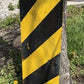 Signs - Yellow Black Striped Caution Road Sign, 36x12 Vintage Metal Street Wall Sign B by The Old Grainery (36x12, Caution...