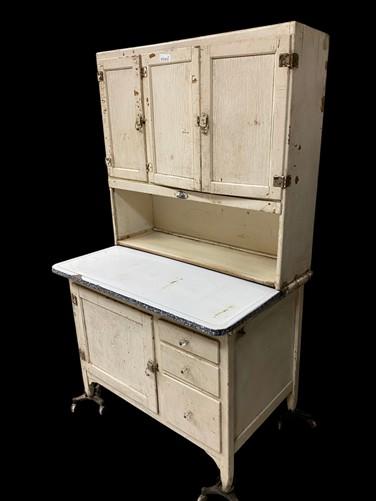 Furniture - Vintage Hoosier Kitchen Cabinet Enamel Top Primitive Farmhouse Pantry Cupboard by The Old Grainery (anitque ki...