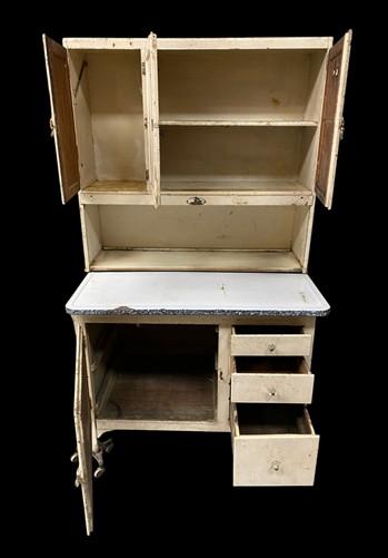 Furniture - Vintage Hoosier Kitchen Cabinet Enamel Top Primitive Farmhouse Pantry Cupboard by The Old Grainery (anitque ki...