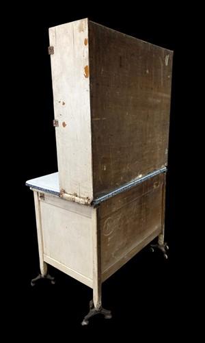 Furniture - Vintage Hoosier Kitchen Cabinet Enamel Top Primitive Farmhouse Pantry Cupboard by The Old Grainery (anitque ki...