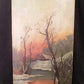 Art & Collectibles > Painting > Oil - 1900s American Folk Art Landscape Paint on Canvas, Original Art Winter Scene, B by T...
