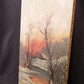 Art & Collectibles > Painting > Oil - 1900s American Folk Art Landscape Paint on Canvas, Original Art Winter Scene, B by T...