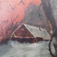 Art & Collectibles > Painting > Oil - 1900s American Folk Art Landscape Paint on Canvas, Original Art Winter Scene, B by T...