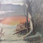 Art & Collectibles > Painting > Oil - 1900s American Folk Art Landscape Paint on Canvas, Original Art Winter Scene, B by T...
