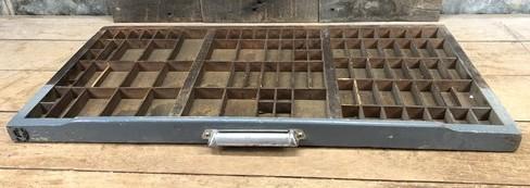 Printer Drawer Wood Block Typeset Tray, Letterpress Thimble Shell Display, A50
