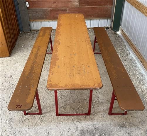 Table - Vintage German Oktoberfest Beer Garden Table&Bench, Honey Brown Outdoor Set, H27 by The Old Grainery (beer garden...