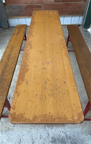 Table - Vintage German Oktoberfest Beer Garden Table&Bench, Honey Brown Outdoor Set, H27 by The Old Grainery (beer garden...