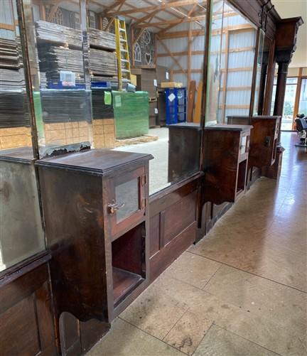 Vintage August Kern Barber Shop Back Bar Mirror Cabinet Victorian