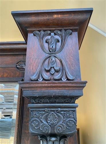 Vintage August Kern Barber Shop Back Bar Mirror Cabinet Victorian