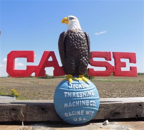 Case Implement Eagle Emblem, Painted Cast Iron Advertising Sign, Farm Machine