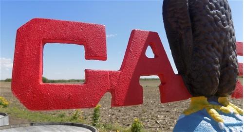 Case Implement Eagle Emblem, Painted Cast Iron Advertising Sign, Farm Machine
