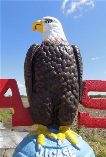 Case Implement Eagle Emblem, Painted Cast Iron Advertising Sign, Farm Machine