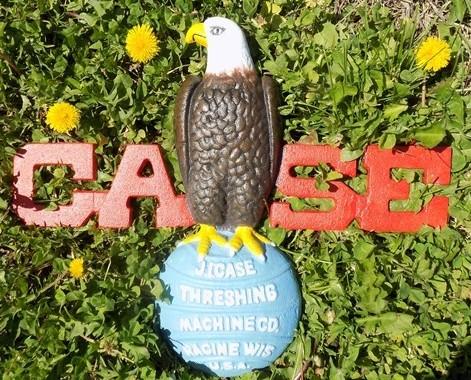Case Implement Eagle Emblem, Painted Cast Iron Advertising Sign, Farm Machine