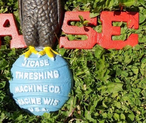 Case Implement Eagle Emblem, Painted Cast Iron Advertising Sign, Farm Machine