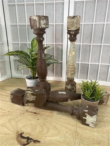 Balusters - 4 Vintage Brown Wood Balusters, Reclaimed Spindles, Architectural Salvage, J by The Old Grainery (Architectura...