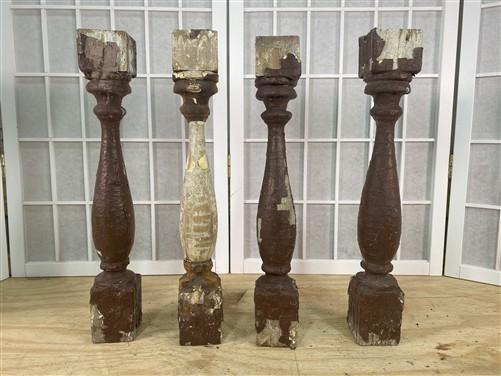 Balusters - 4 Vintage Brown Wood Balusters, Reclaimed Spindles, Architectural Salvage, J by The Old Grainery (Architectura...