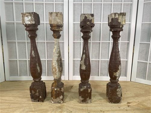 Balusters - 4 Vintage Brown Wood Balusters, Reclaimed Spindles, Architectural Salvage, J by The Old Grainery (Architectura...