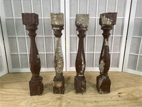 Balusters - 4 Vintage Brown Wood Balusters, Reclaimed Spindles, Architectural Salvage, J by The Old Grainery (Architectura...
