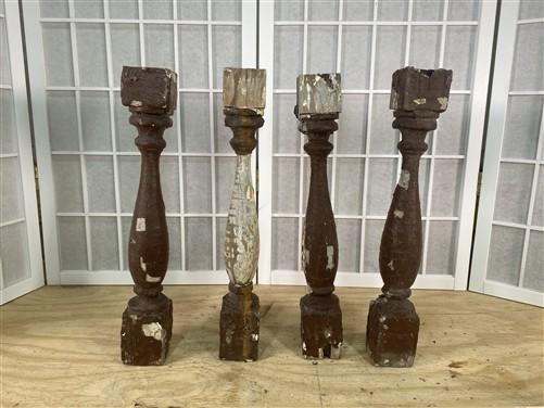 Balusters - 4 Vintage Brown Wood Balusters, Reclaimed Spindles, Architectural Salvage, J by The Old Grainery (Architectura...