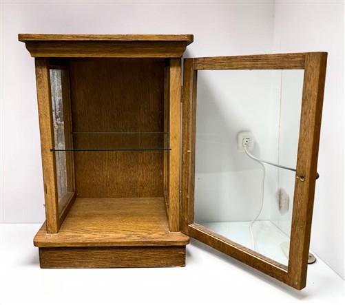 Jewelry > Jewelry Storage > Jewelry Boxes - Oak Countertop Showcase, Vintage Plexiglass Display Cabinet, Mission Craftsman...
