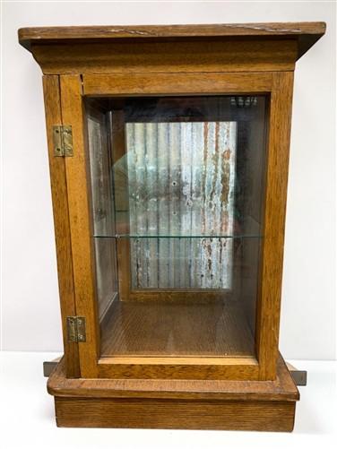 Jewelry > Jewelry Storage > Jewelry Boxes - Oak Countertop Showcase, Vintage Plexiglass Display Cabinet, Mission Craftsman...