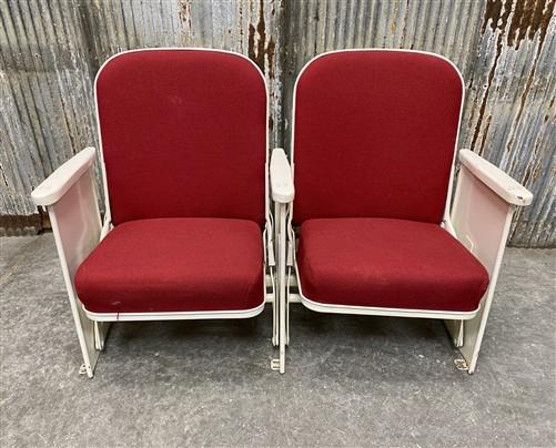 Theater Seats - 2 Theater Seats, Vintage Red Upholstered Tip-Up Cinema Auditorium Seating, A38 by The Old Grainery (audito...