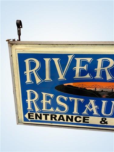 Sign - Vintage Riverview Restaurant Lighted Sign Entrance Elevator Bridge Advertising by The Old Grainery (advertising sig...
