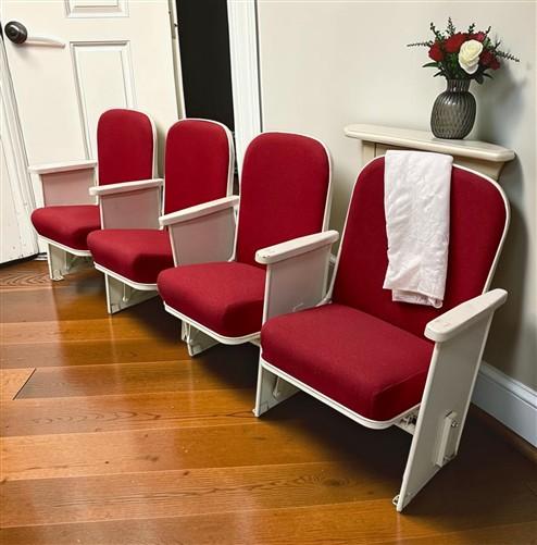 Theater Seats - 4 Theater Seats, Vintage Red Upholstered Tip-Up Cinema Auditorium Seating, A40 by The Old Grainery (audito...