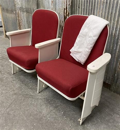 Theater Seats - 2 Theater Seats, Vintage Red Upholstered Tip-Up Cinema Auditorium Seating, A43 by The Old Grainery (audito...