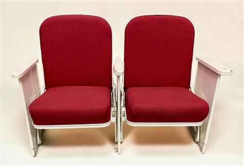 Theater Seats - 2 Theater Seats, Vintage Red Upholstered Tip-Up Cinema Auditorium Seating, A45 by The Old Grainery (audito...