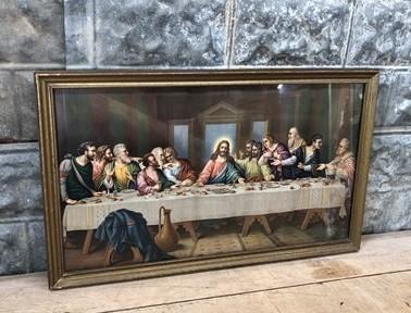 framed art - The Last Supper Da Vinci Print, Vintage Framed Religious Art Wall Decor D by The Old Grainery (30 inch wide,...