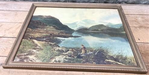 framed art - Sydney Rich Percy 1886 By the Waters of Mirror Lake Vintage Framed Art Print by The Old Grainery (1886, 31 in...